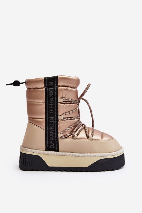 Beige Snow Boots in Women`s Ankle Boots & Booties with Fabric, Warmers, Footbed, Upper Height and Sole Height