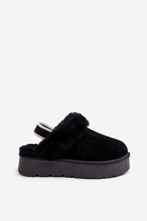 Black Slippers in Slippers For Women with Fabric, Warmers, Footbed and Platform Height