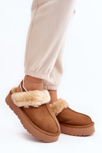 Brown Slippers in Slippers For Women with Fabric, Warmers, Footbed and Platform Height