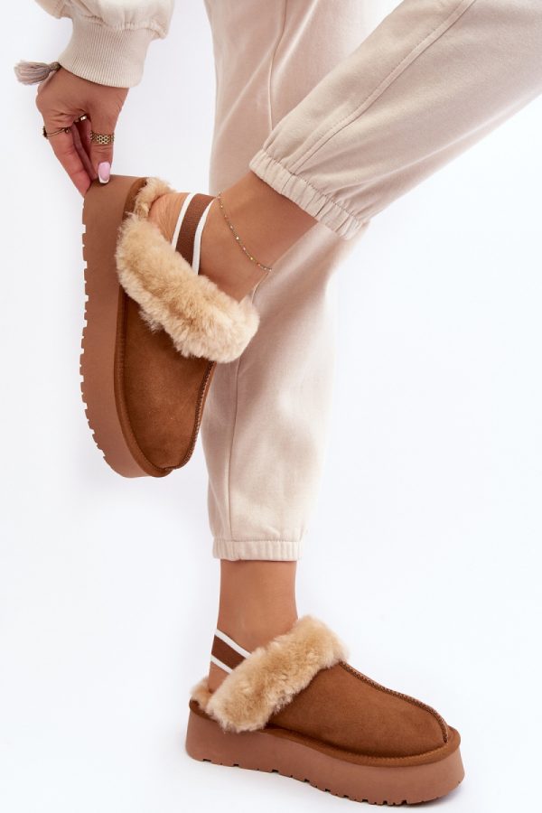 Brown Slippers in Slippers For Women with Fabric, Warmers, Footbed and Platform Height