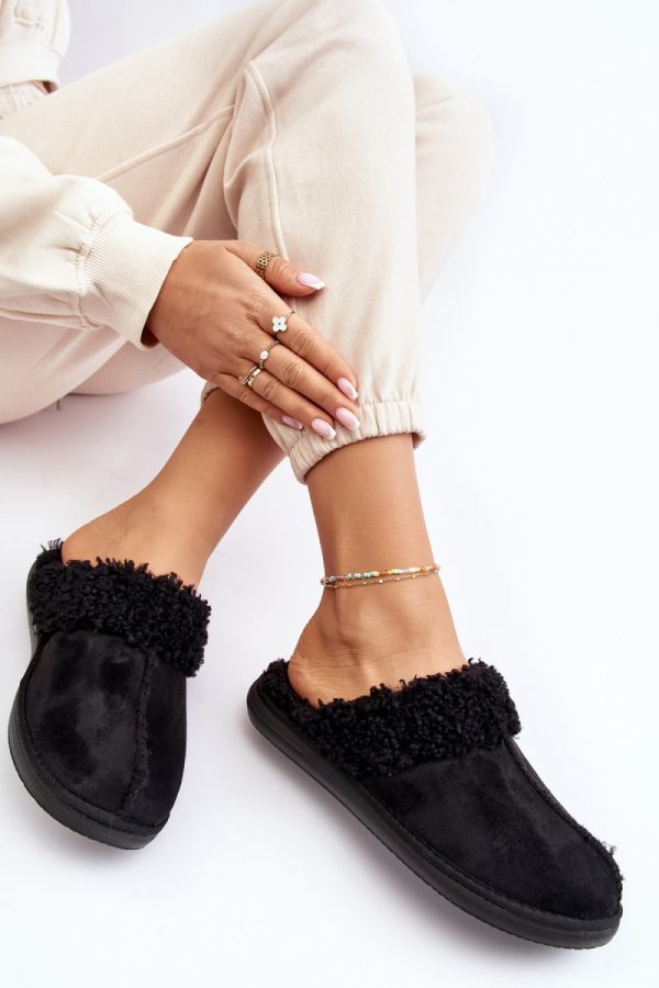 Black Slippers..Fabric, Warmers, Footbed and Sole Height
