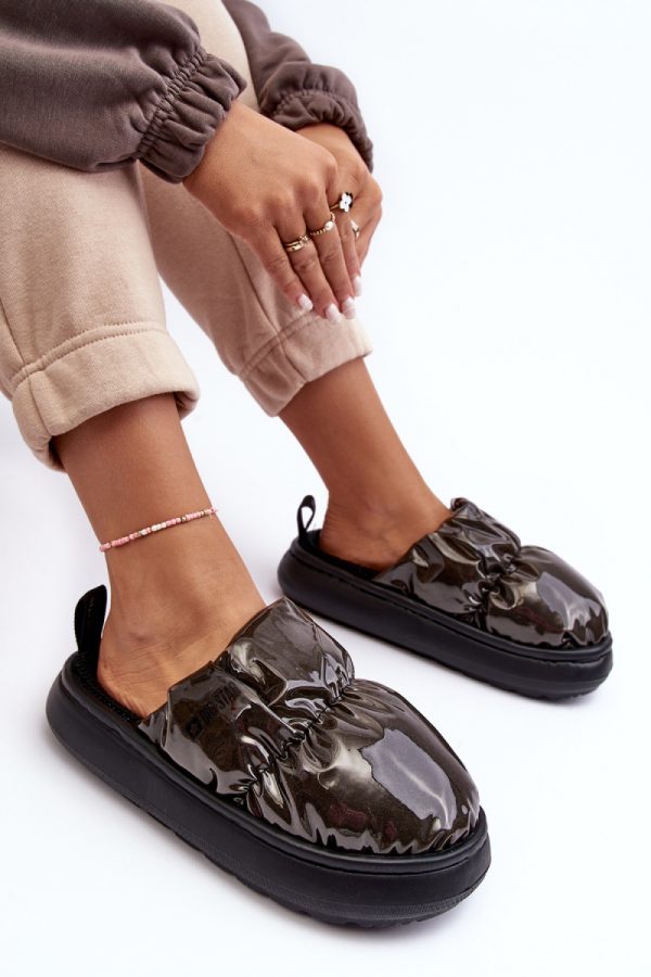 Black Slippers in Slippers For Women with Fabric, Warmers, Footbed and Sole Height