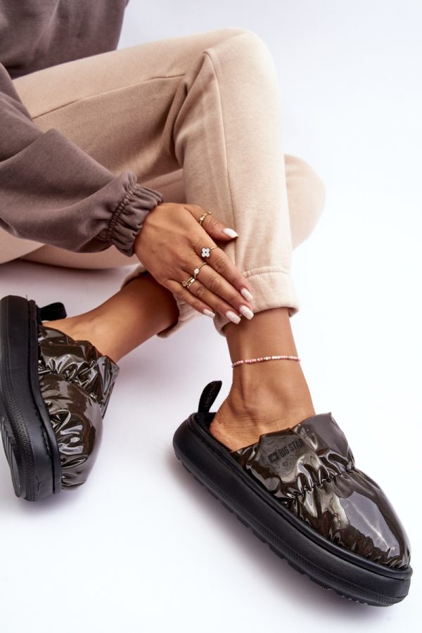 Black Slippers in Slippers For Women with Fabric, Warmers, Footbed and Sole Height
