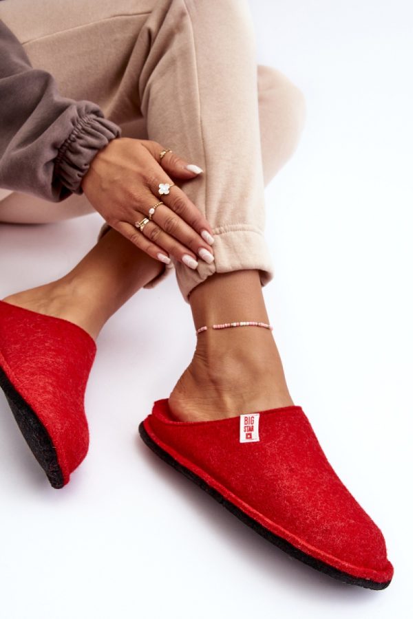 Red Slippers in Slippers For Women with Fabric, Footbed and Platform Height