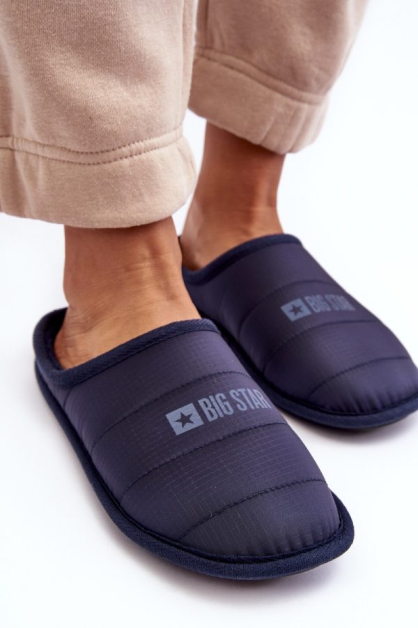 Navy Blue Slippers in Slippers For Women with Fabric, Warmers and Footbed
