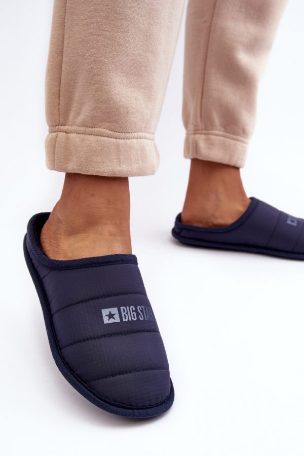 Navy Blue Slippers in Slippers For Women with Fabric, Warmers and Footbed