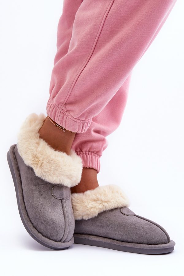 Grey Slippers in Slippers For Women with Fabric, Warmers, Footbed and Sole Height