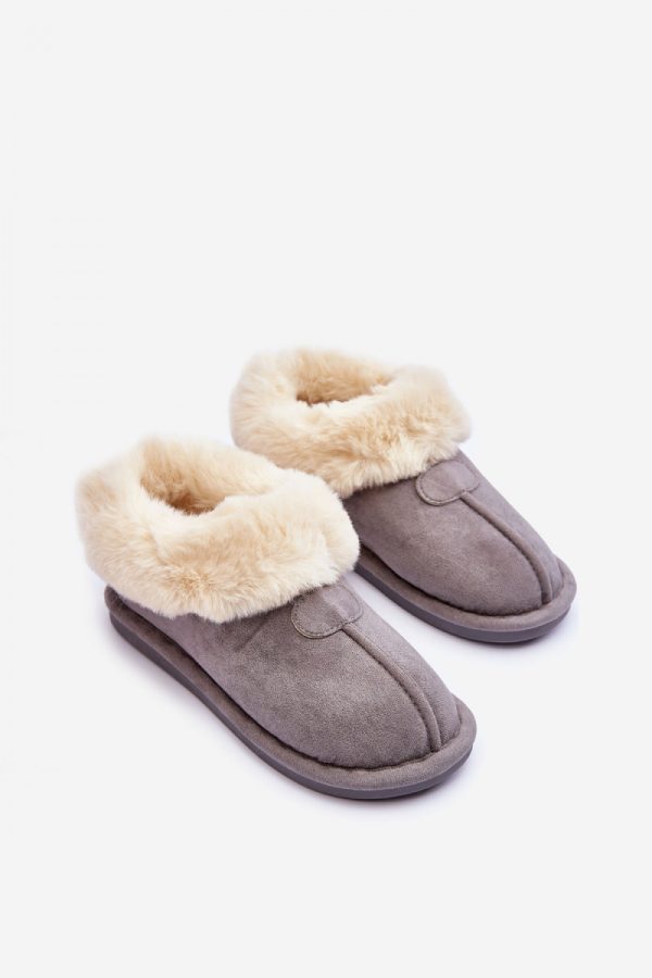 Grey Slippers in Slippers For Women with Fabric, Warmers, Footbed and Sole Height