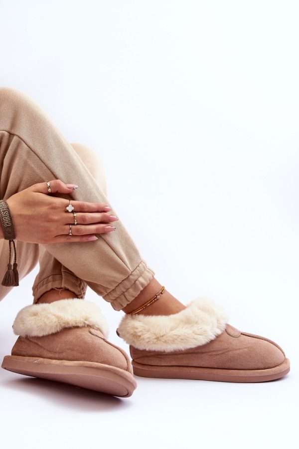 Beige Slippers in Slippers For Women with Fabric, Warmers, Footbed and Sole Height