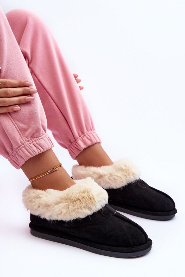 Black Slippers in Slippers For Women with Fabric, Warmers, Footbed and Sole Height