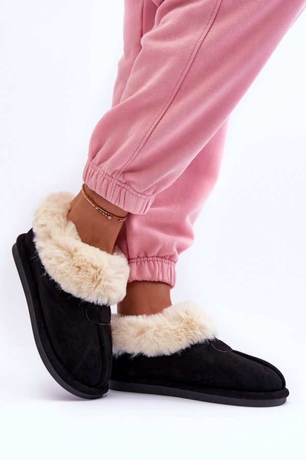 Black Slippers in Slippers For Women with Fabric, Warmers, Footbed and Sole Height