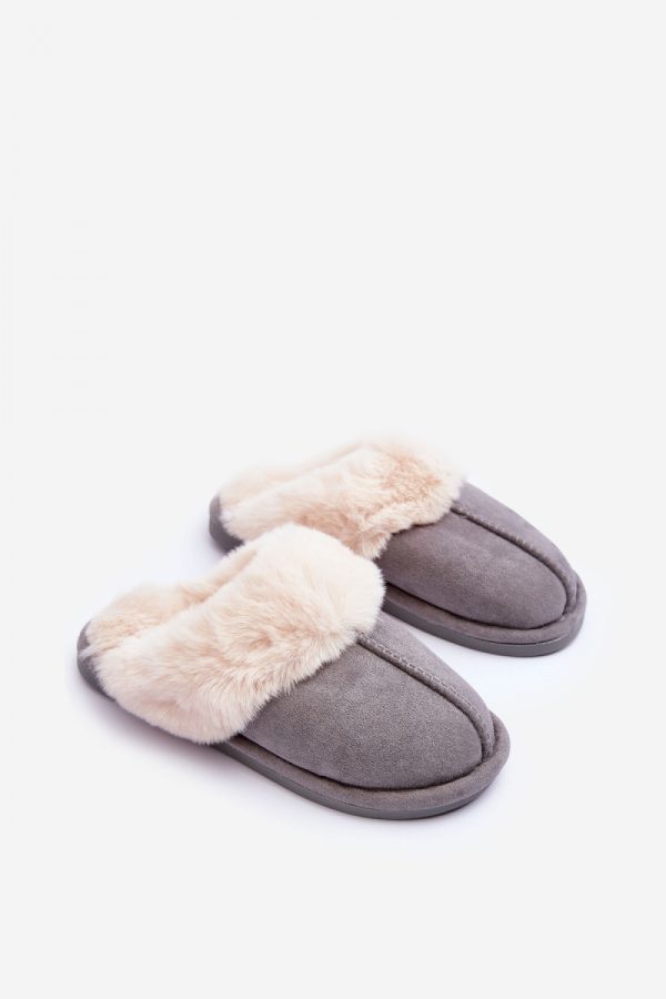 Grey Slippers in Slippers For Women with Fabric, Warmers, Footbed and Sole Height