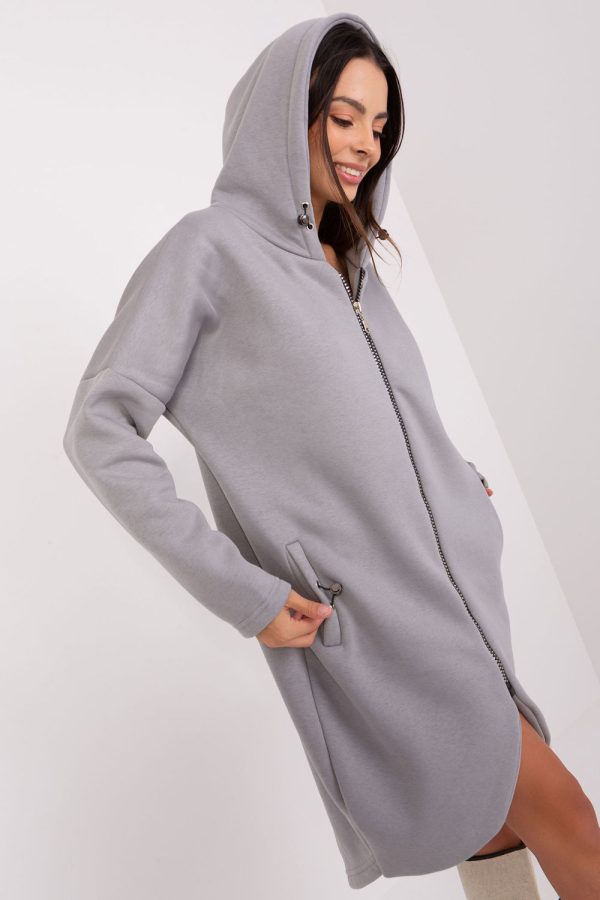 Grey Sweatshirt in Sweatshirts For Women with Cotton and Spandex