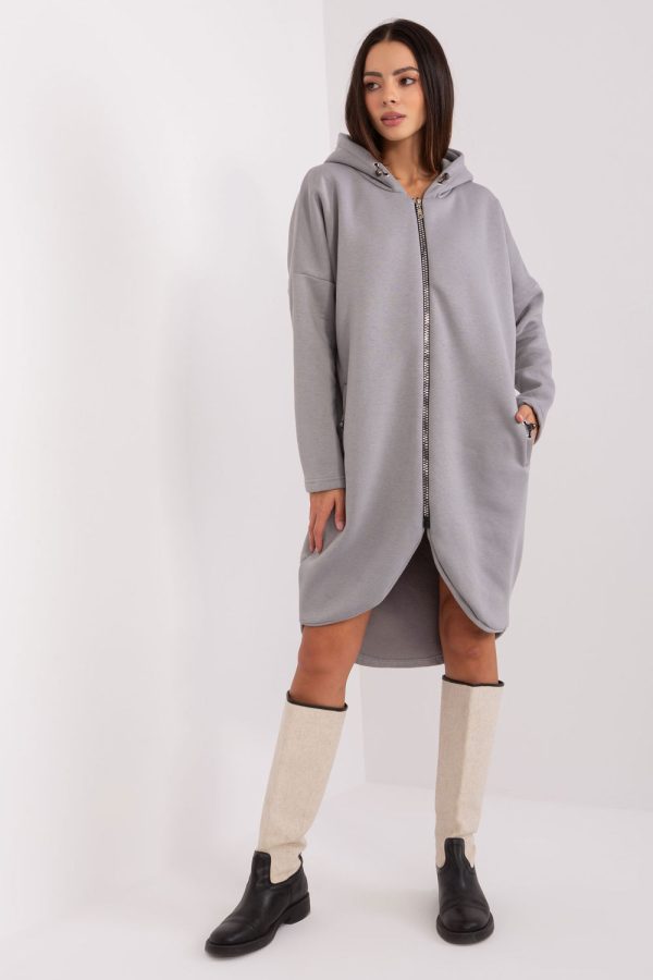 Grey Sweatshirt in Sweatshirts For Women with Cotton and Spandex