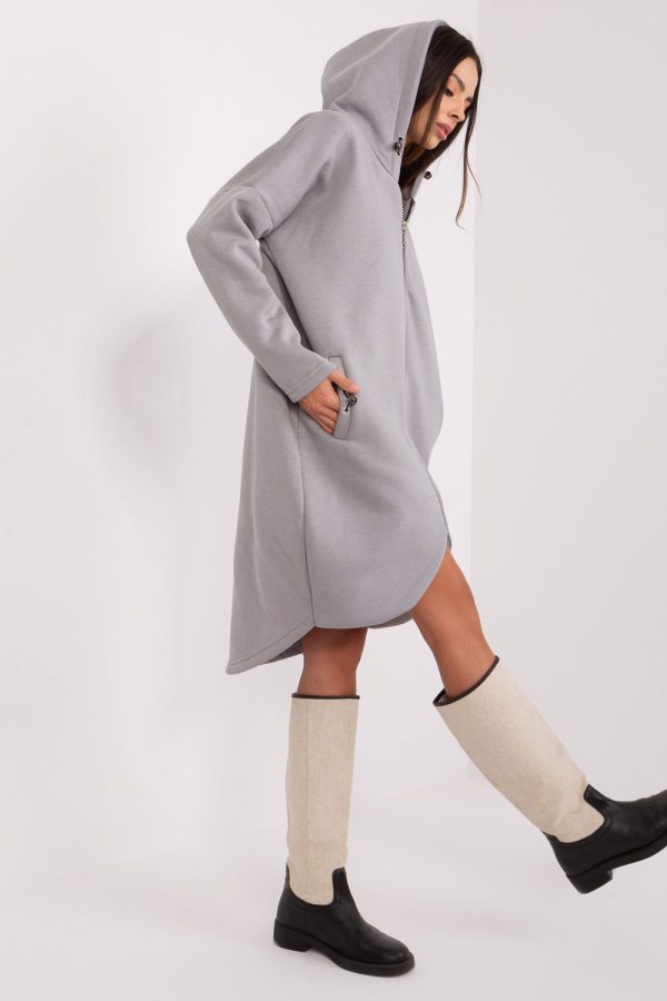 Grey Sweatshirt in Sweatshirts For Women with Cotton and Spandex