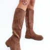 1005693.jpg Brown Thigh-Hight Boots in Over The Knee High Boots, Thigh High Boots with Fabric, Warmers, Footbed, Upper Height, Heel Height and Sole Height