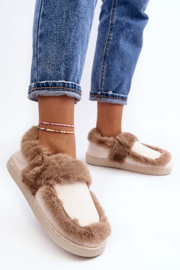 Beige Slippers in Slippers For Women with Fabric, Footbed and Sole Height