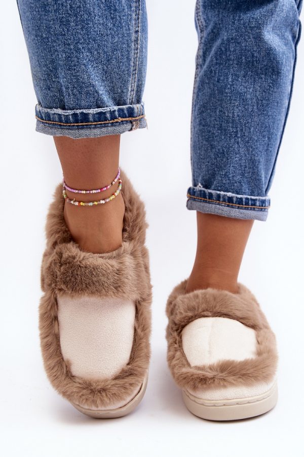 Beige Slippers in Slippers For Women with Fabric, Footbed and Sole Height