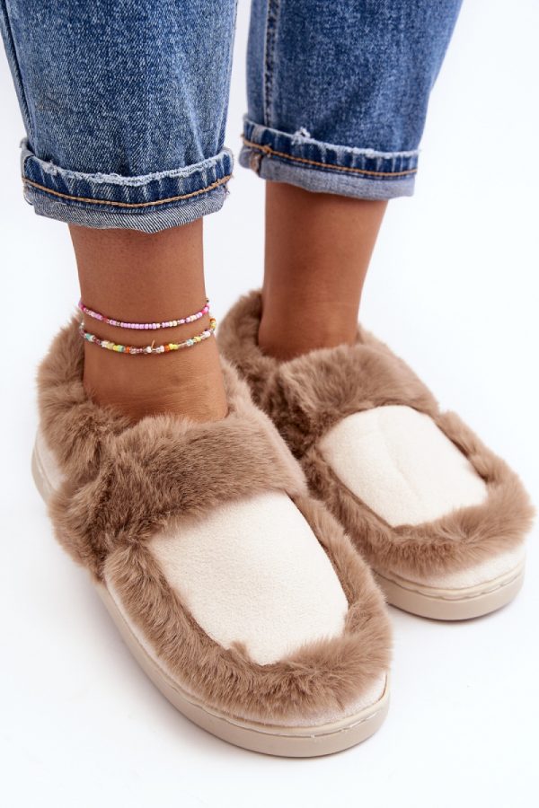 Beige Slippers in Slippers For Women with Fabric, Footbed and Sole Height