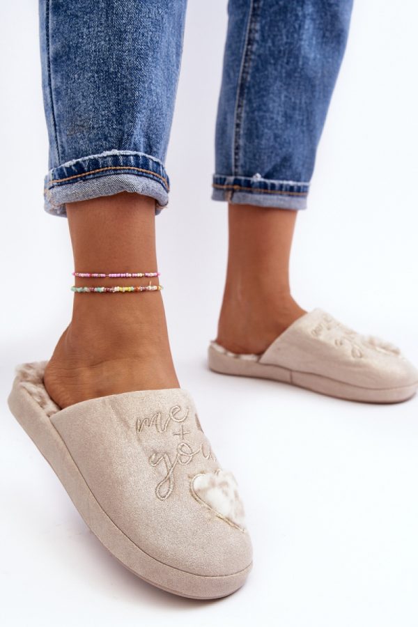 Beige Slippers in Slippers For Women with Fabric, Footbed and Sole Height