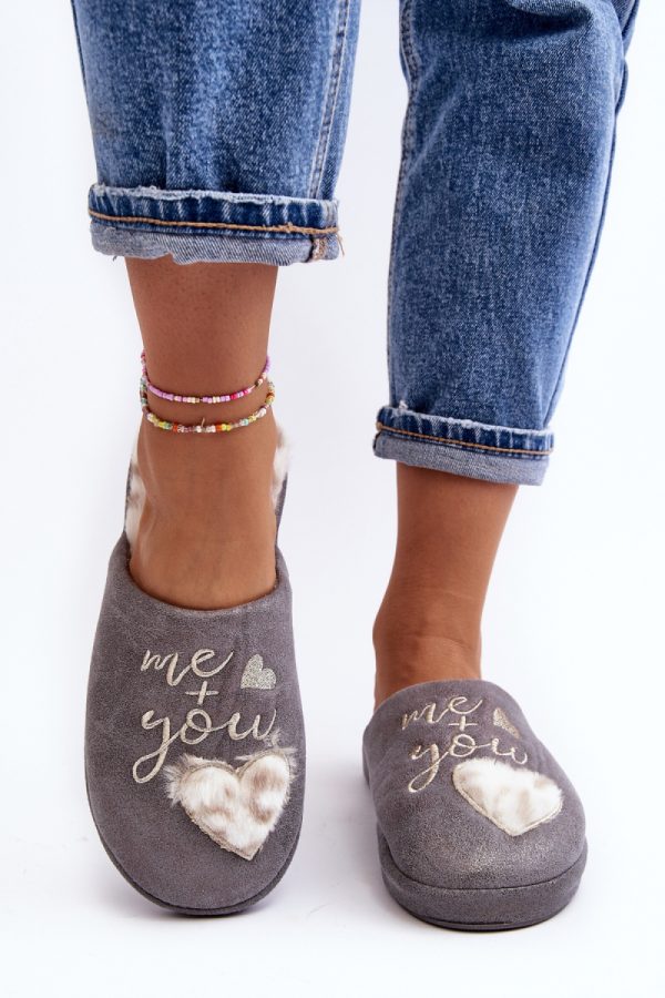 Grey Slippers in Slippers For Women with Fabric, Footbed and Sole Height