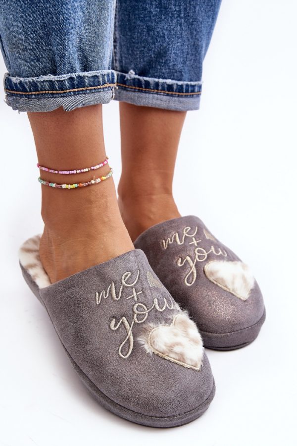 Grey Slippers in Slippers For Women with Fabric, Footbed and Sole Height