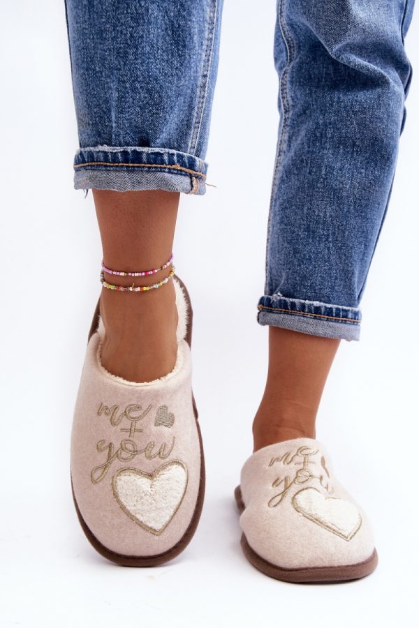 Beige Slippers in Slippers For Women with Fabric, Warmers, Footbed and Sole Height