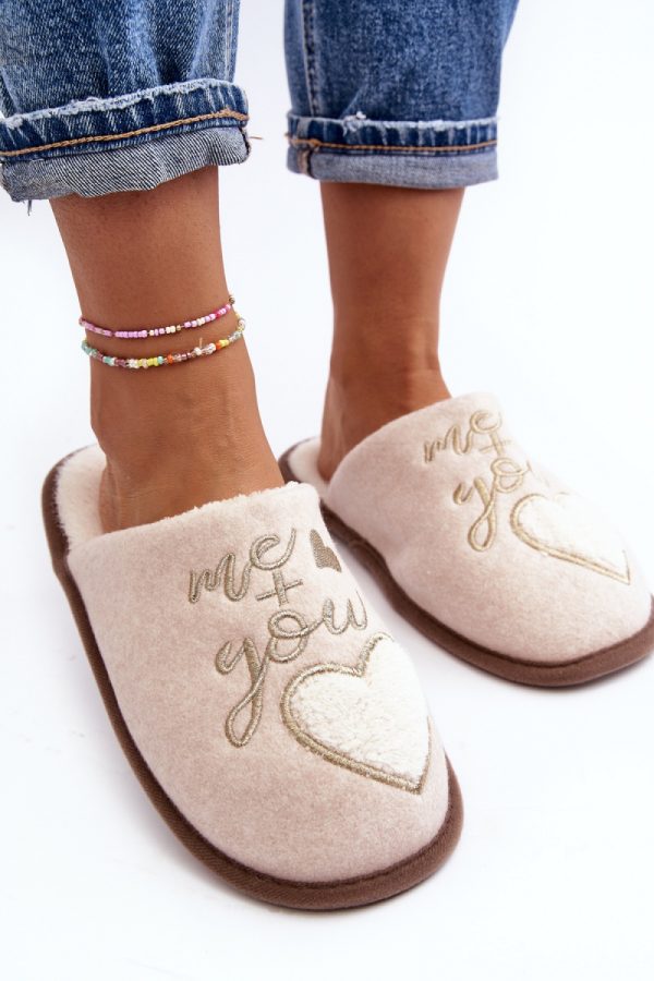 Beige Slippers in Slippers For Women with Fabric, Warmers, Footbed and Sole Height