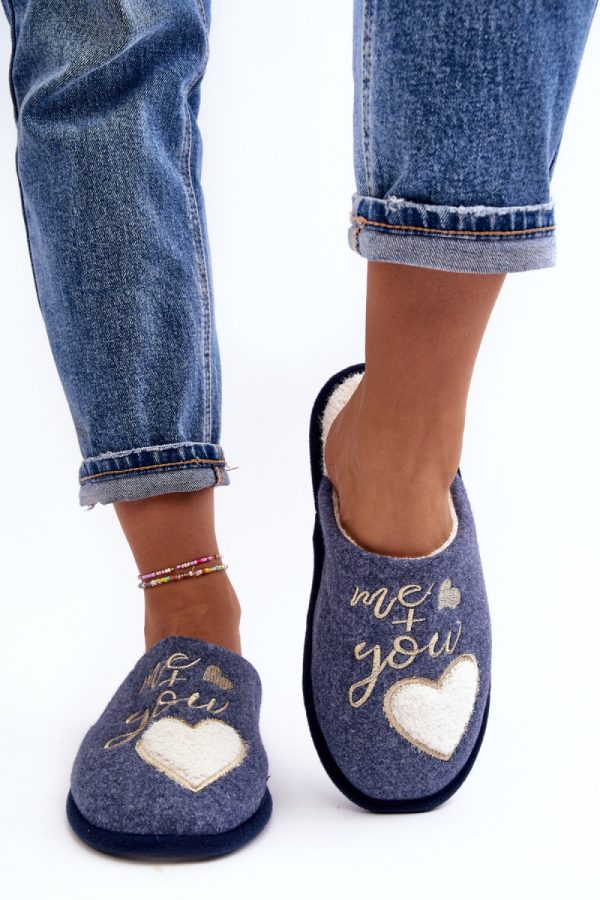 Navy Blue Slippers in Slippers For Women with Fabric, Warmers, Footbed and Sole Height