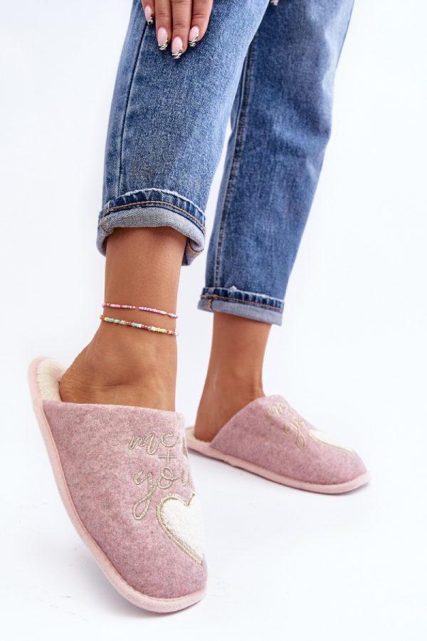 Pink Slippers in Slippers For Women with Fabric, Warmers, Footbed and Sole Height