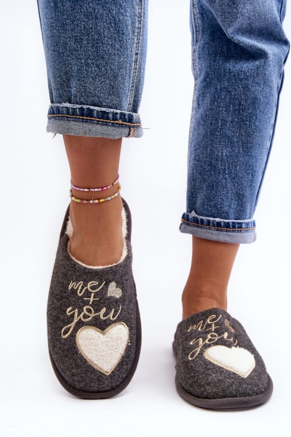 Grey Slippers in Slippers For Women with Fabric, Warmers, Footbed and Sole Height
