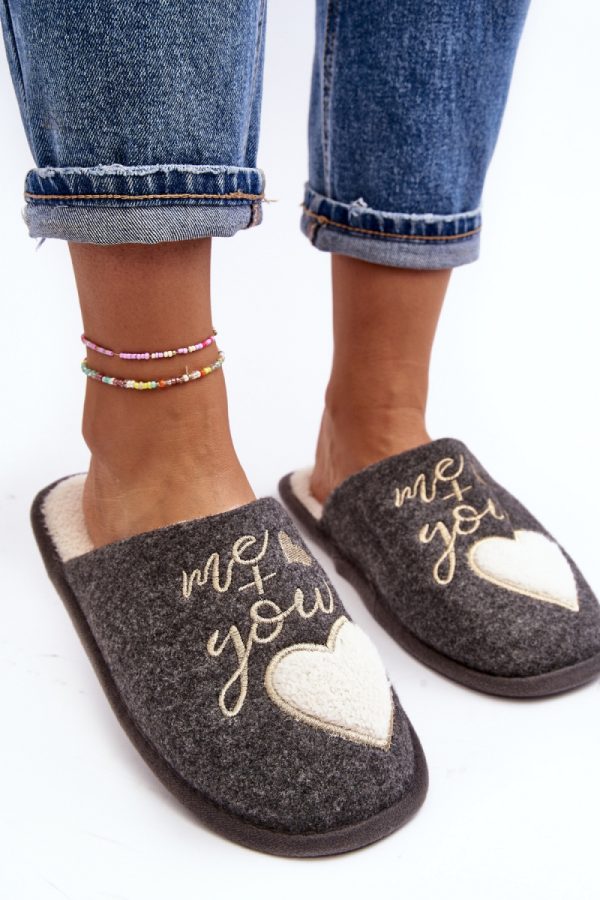 Grey Slippers in Slippers For Women with Fabric, Warmers, Footbed and Sole Height