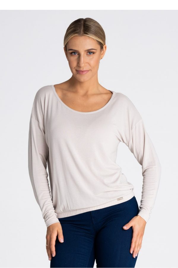 Beige Blouse in Women`s Blouses, Tunics with Spandex and Viscose