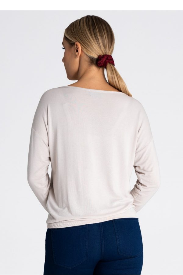 Beige Blouse in Women`s Blouses, Tunics with Spandex and Viscose