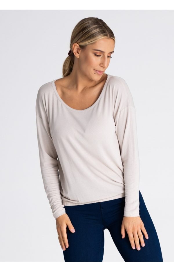 Beige Blouse in Women`s Blouses, Tunics with Spandex and Viscose