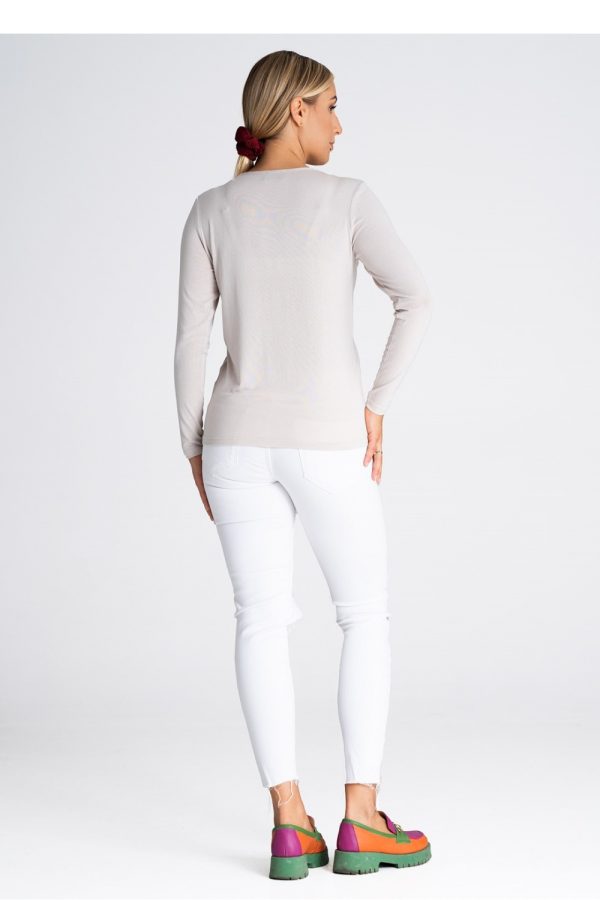 Beige Blouse in Women`s Blouses, Tunics with Spandex and Viscose