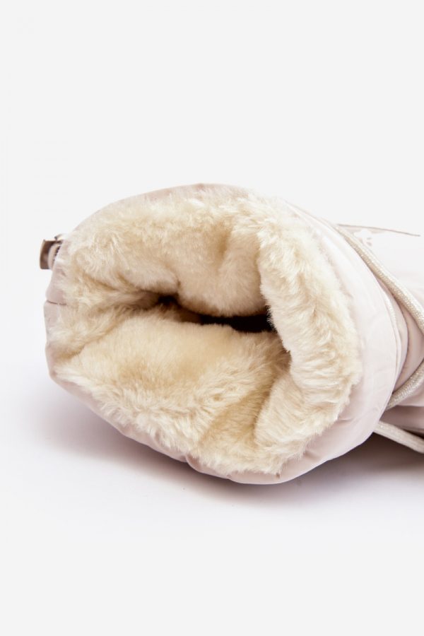 Beige Snow Boots in Women`s Ankle Boots & Booties with Fabric, Warmers, Footbed, Upper Height and Platform Height