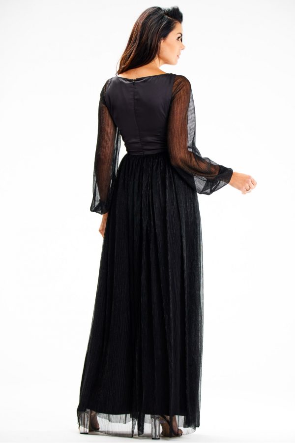Black Long Dress in Evening Dresses with Spandex and Polyester