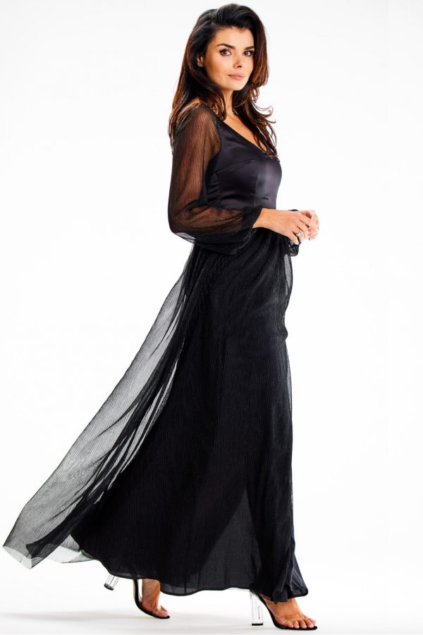 Black Long Dress in Evening Dresses with Spandex and Polyester