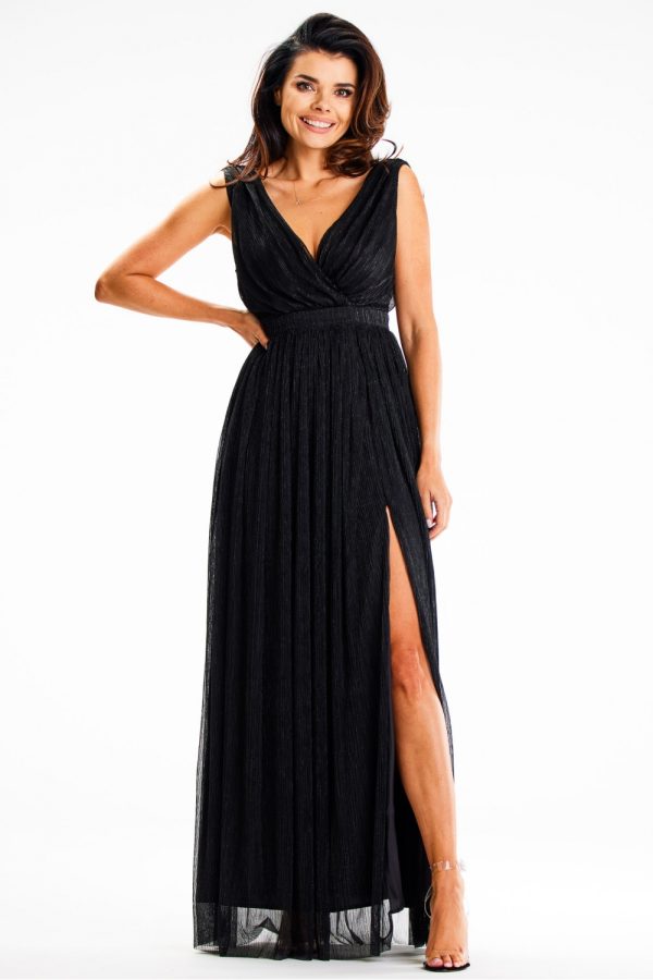 Black Long Dress in Evening Dresses with Spandex and Polyester