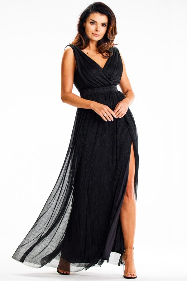 Black Long Dress in Evening Dresses with Spandex and Polyester