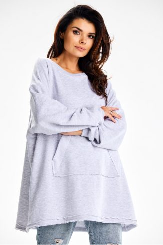 1006843.jpg Grey Sweatshirt in Sweatshirts For Women with Cotton and Spandex