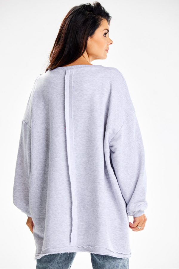 Grey Sweatshirt in Sweatshirts For Women with Cotton and Spandex