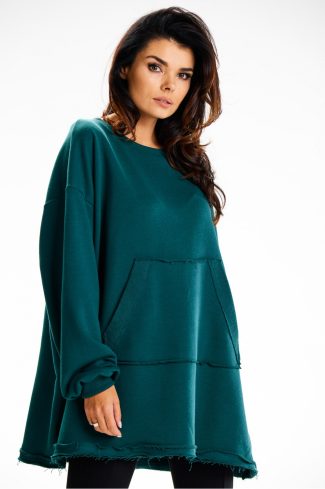 1006845.jpg Green Sweatshirt in Sweatshirts For Women with Cotton and Spandex