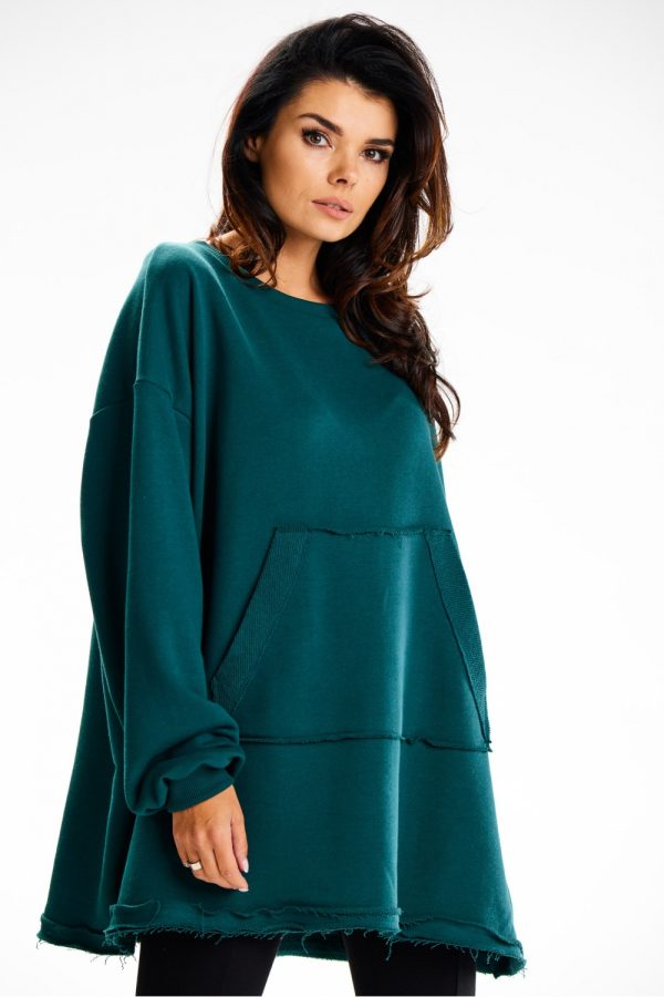 Green Sweatshirt in Sweatshirts For Women with Cotton and Spandex