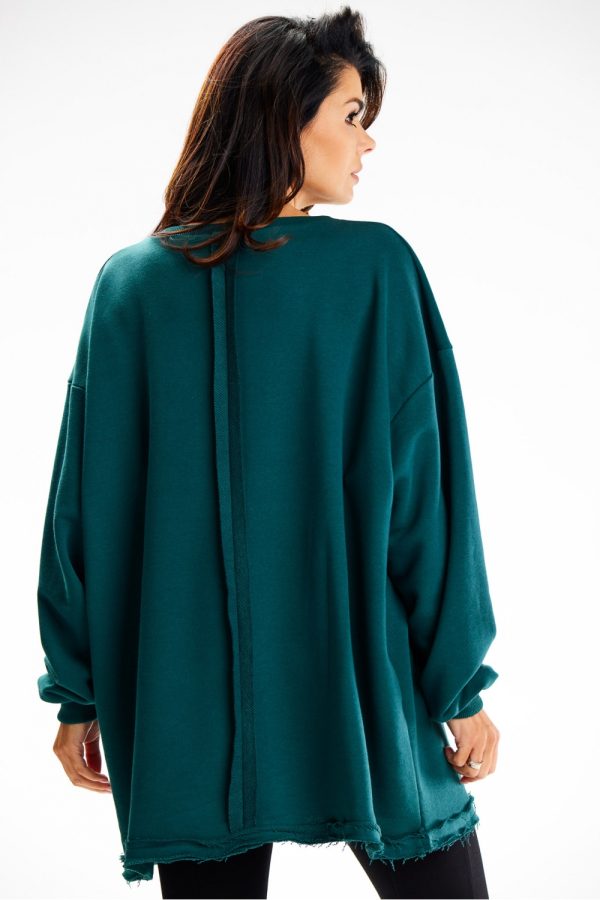 Green Sweatshirt in Sweatshirts For Women with Cotton and Spandex