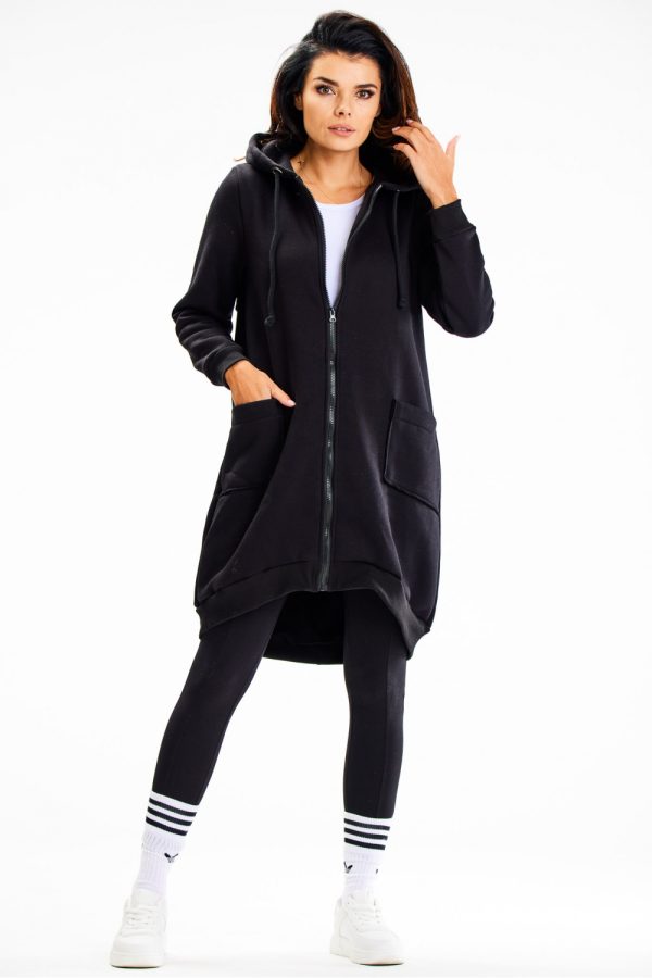 Black Sweatshirt in Sweatshirts For Women with Cotton and Spandex