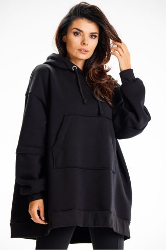 Black Sweatshirt in Sweatshirts For Women with Cotton and Spandex