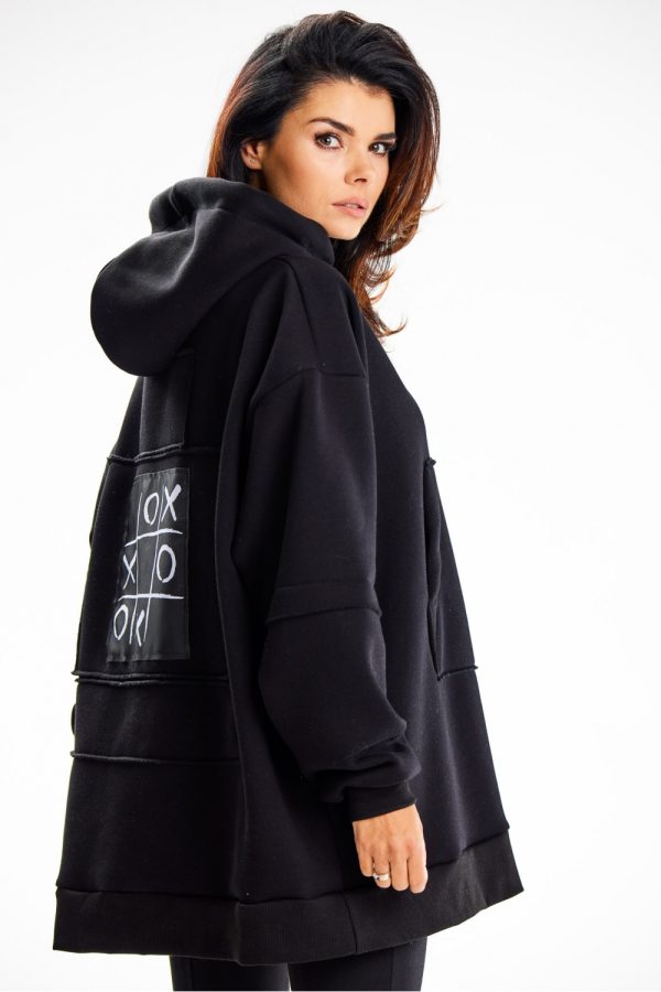 Black Sweatshirt in Sweatshirts For Women with Cotton and Spandex