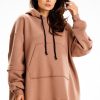Beige Sweatshirt in Sweatshirts For Women with Cotton and Spandex